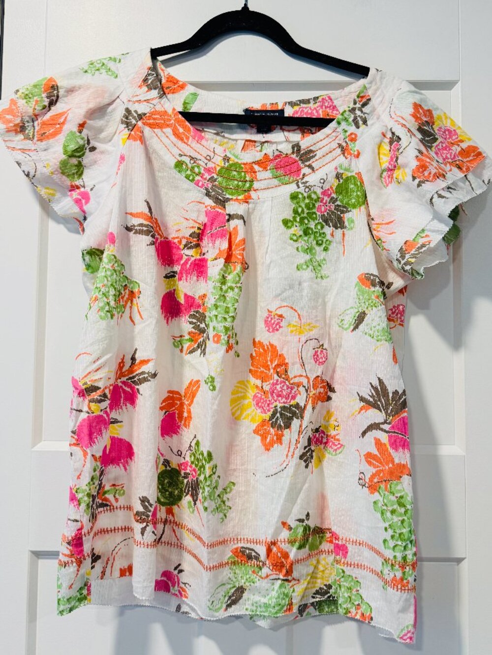 Tommy Hilfiger Flowy Multicolor Floral & White Cotton Blouse